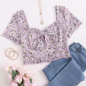 Floral Milkmaid Crop Top